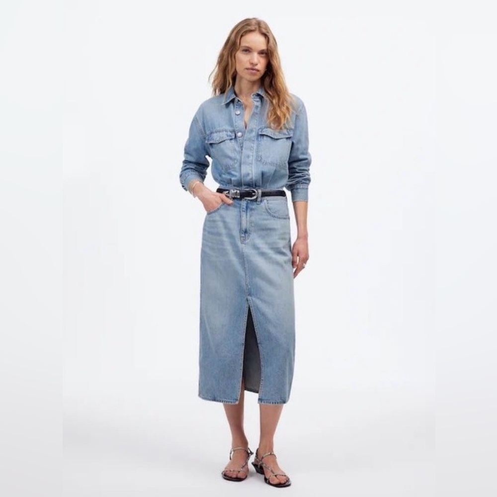 Madewell Denim Midi shirt dress in Altoona Wash Longsleeve SIZE 14 NWT